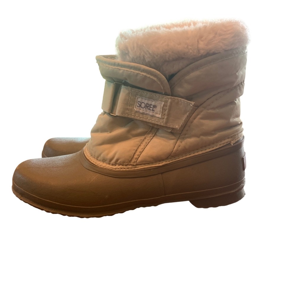 Vintage Sorel Women's 8 Snow Boots Beige Wool Lined Made in Canada Winter